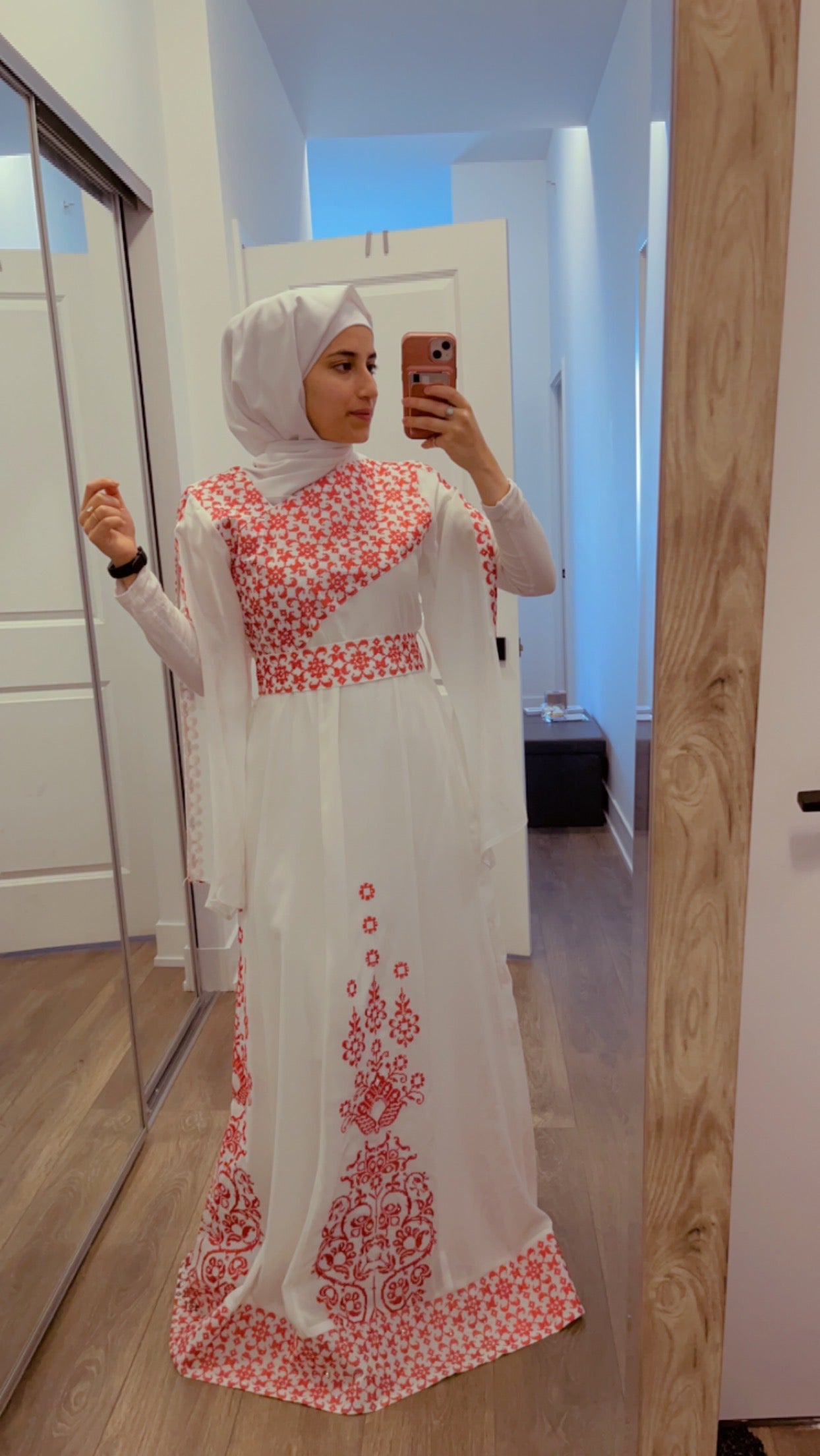 White Essence with Red Stitch: Modern Thobe