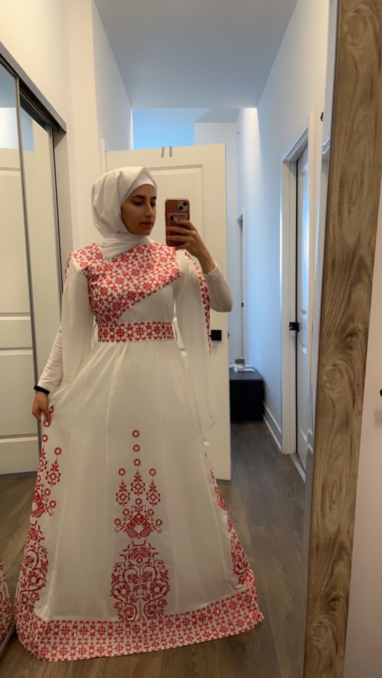 White Essence with Red Stitch: Modern Thobe