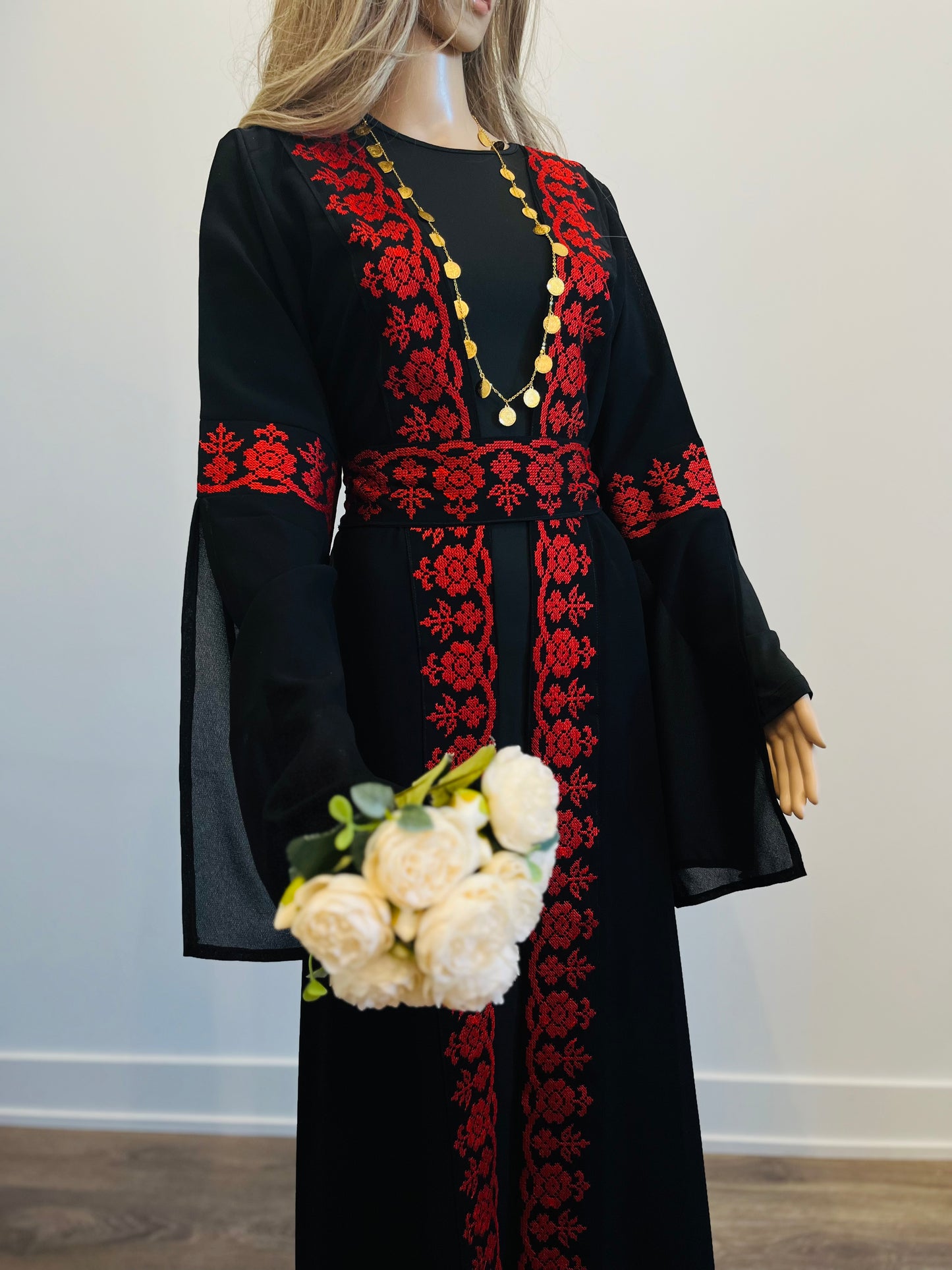 Red & Black Palestinian Bisht