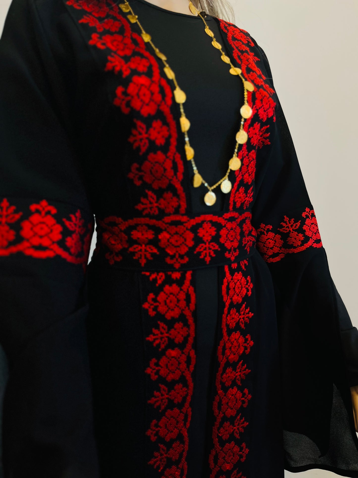 Red & Black Palestinian Bisht