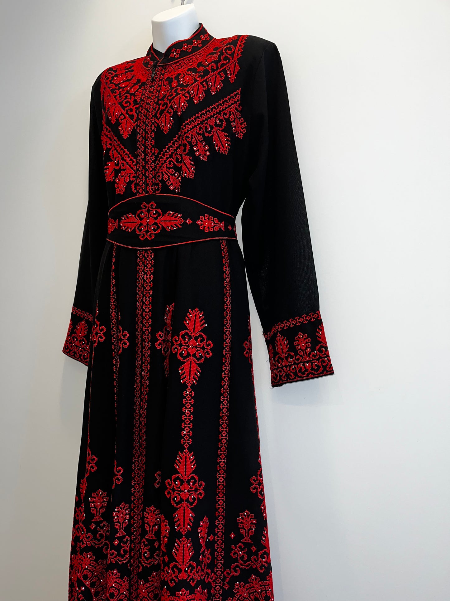 Red and White Palestinian Henna Thobe