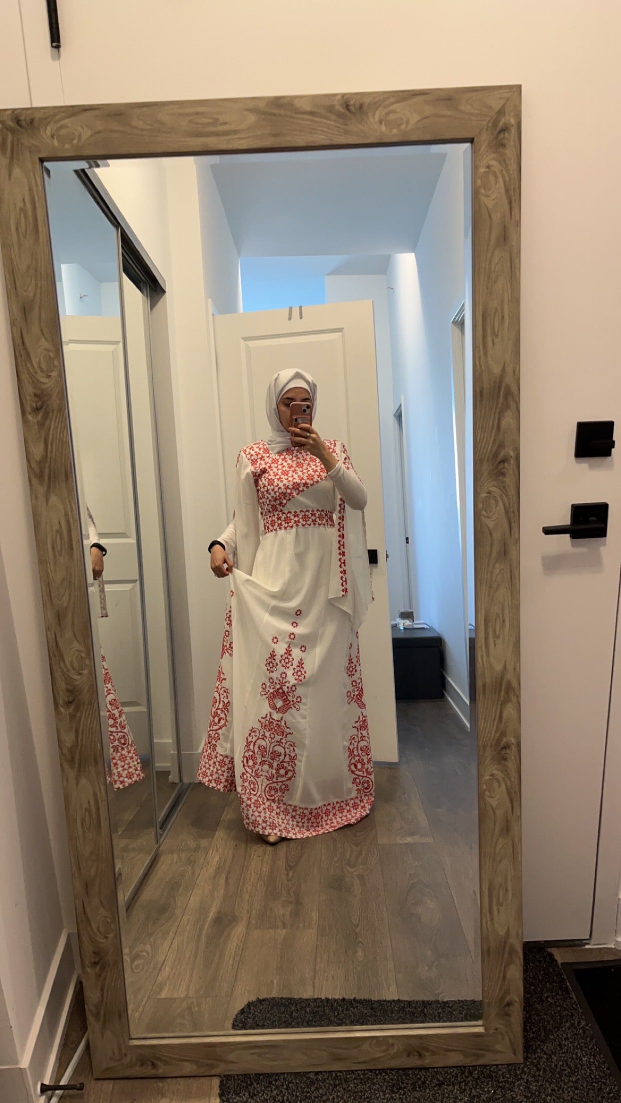 White Essence with Red Stitch: Modern Thobe