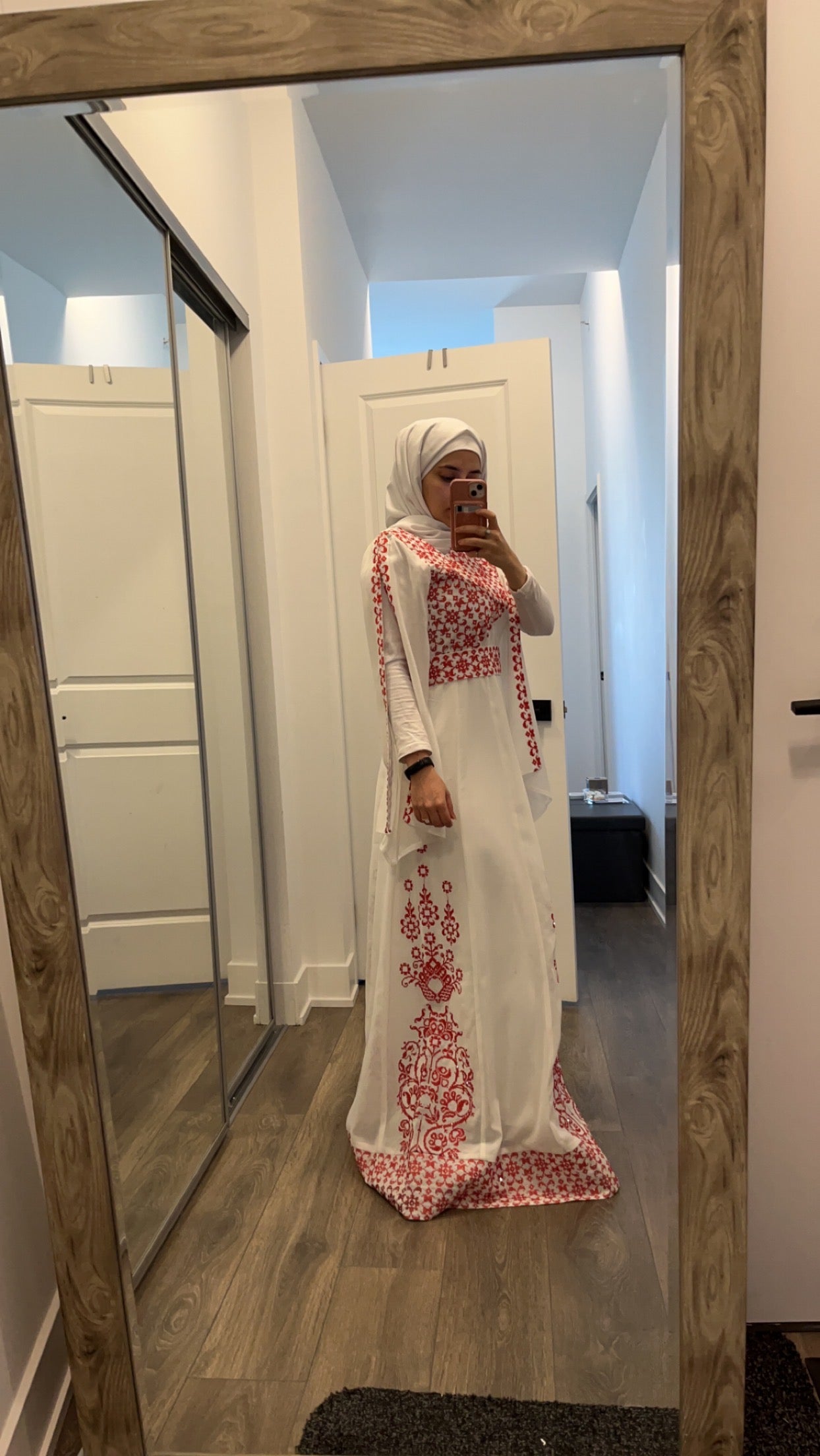 White Essence with Red Stitch: Modern Thobe