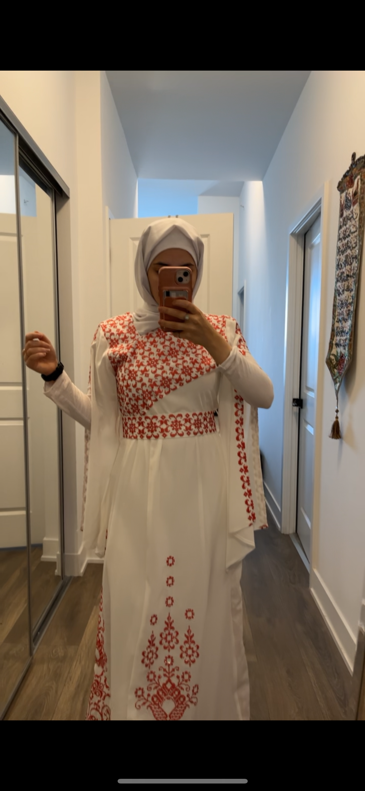 White Essence with Red Stitch: Modern Thobe