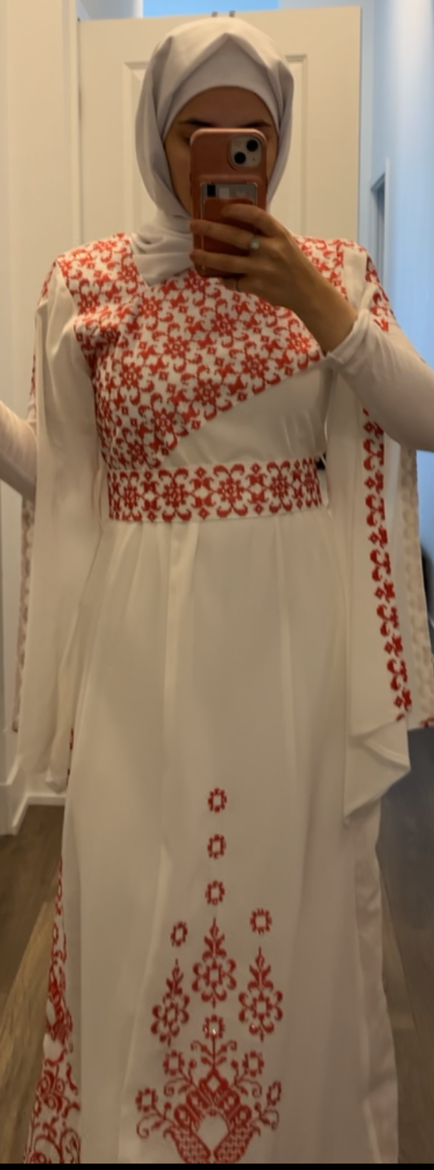 White Essence with Red Stitch: Modern Thobe