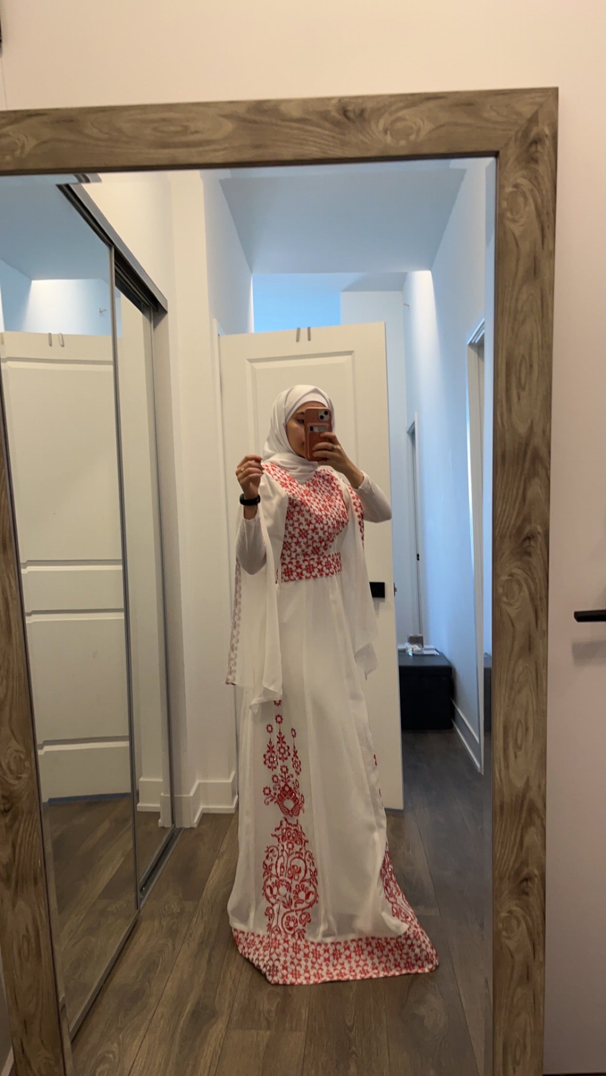 White Essence with Red Stitch: Modern Thobe