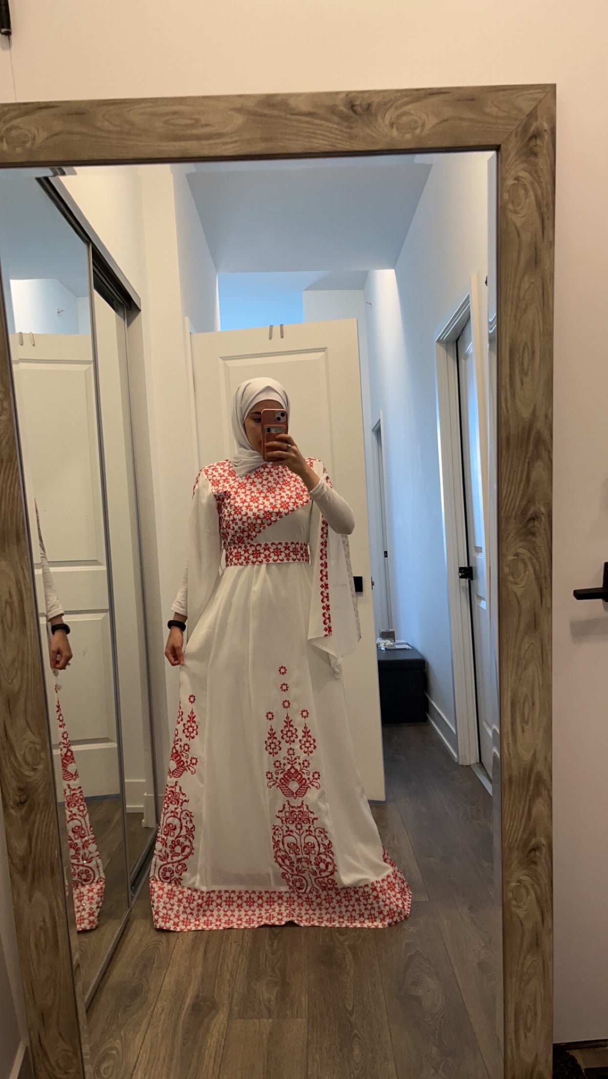 White Essence with Red Stitch: Modern Thobe