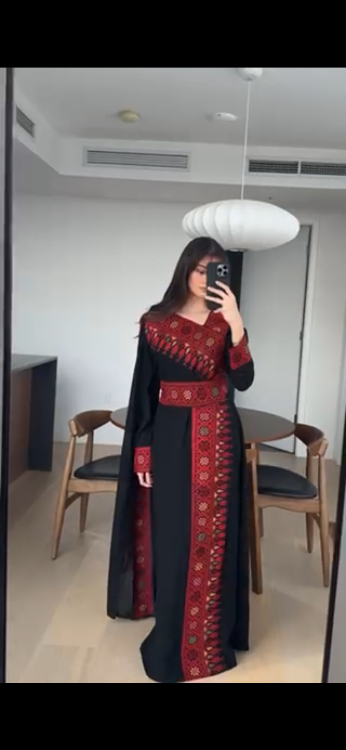 Red & Black Tatreez One Shoulder Embroidery Palestinian Thobe - Al Jerusalem
