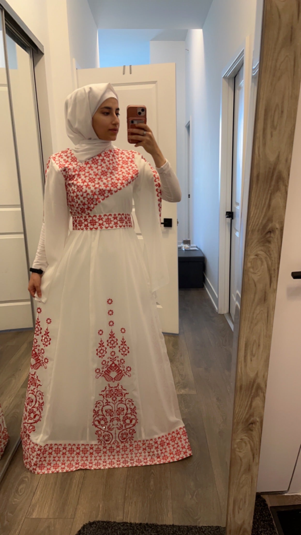 White Essence with Red Stitch: Modern Thobe