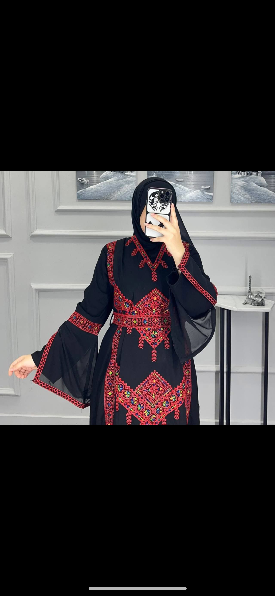 Mimi Red & Black Multicoloured Traditional Thobe Dress (Embroidered Tatreez Palestinian Jordanian Thobe)