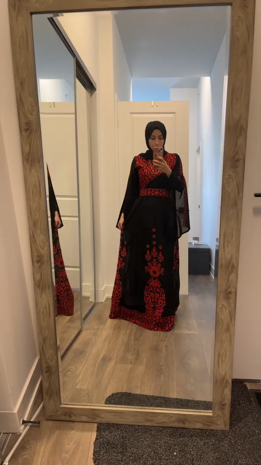 Black Essence with Red Stitch: Modern Thobe