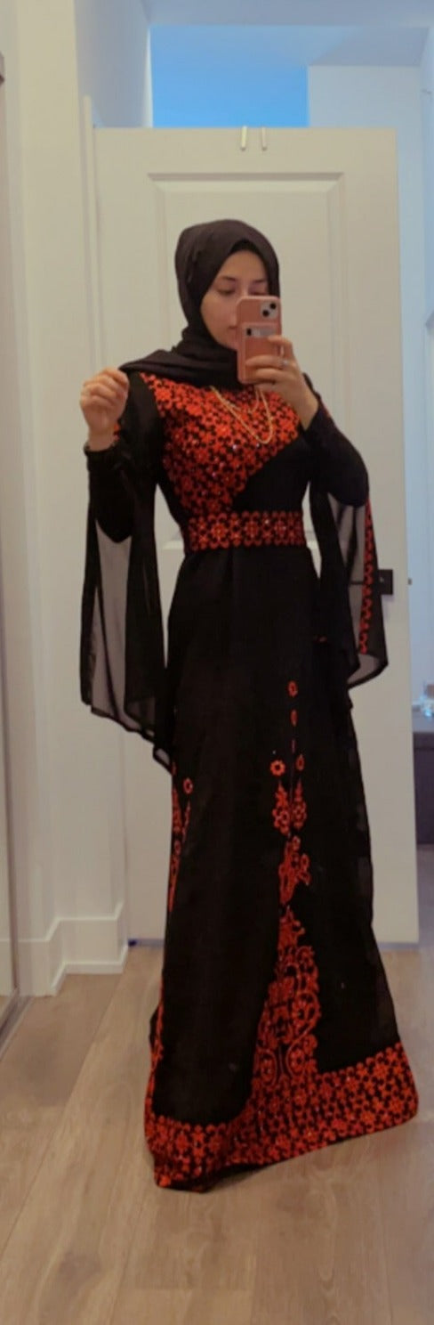 Black Essence with Red Stitch: Modern Thobe