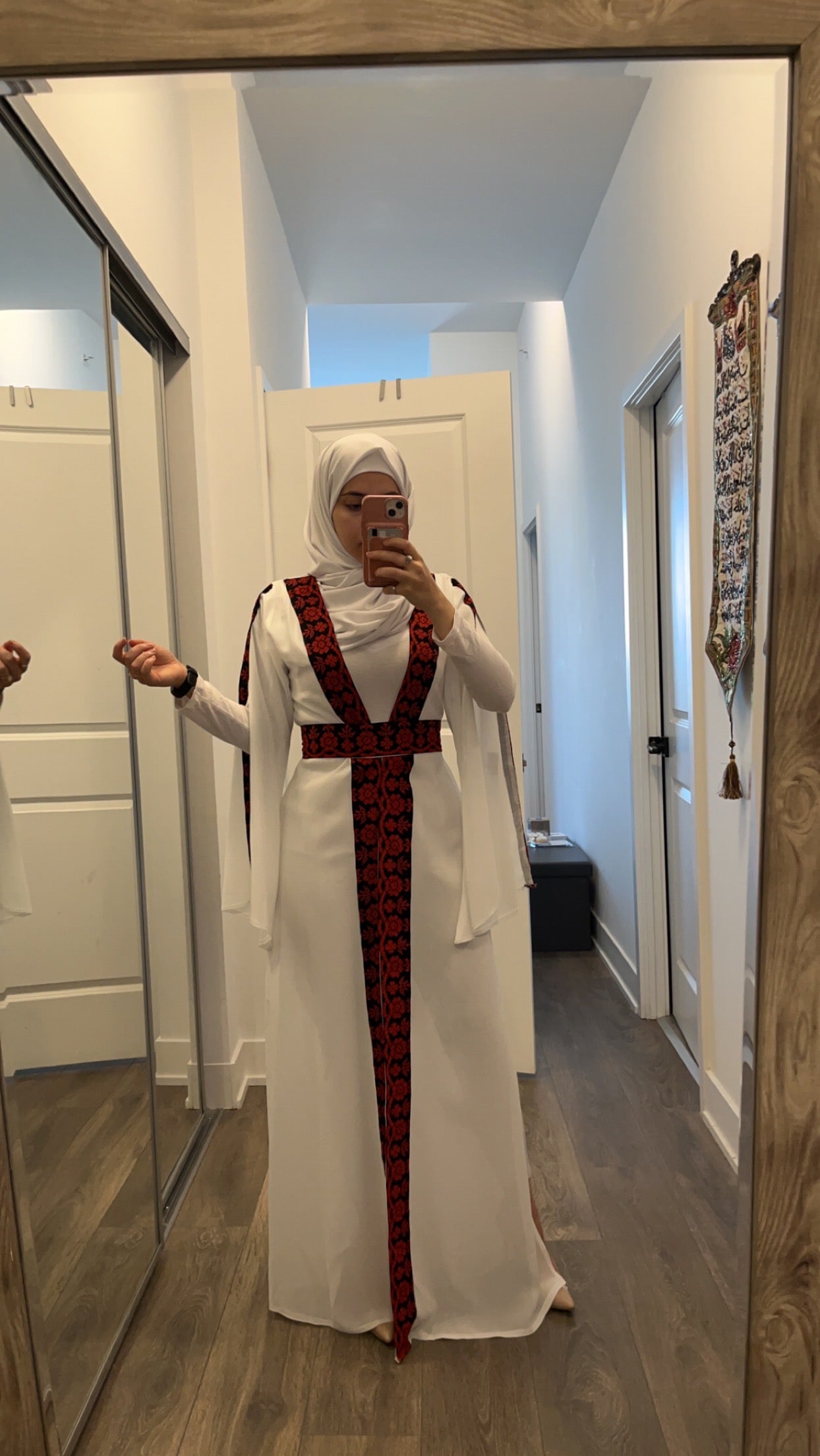 White Essence with Red Stitch: Modern Thobe