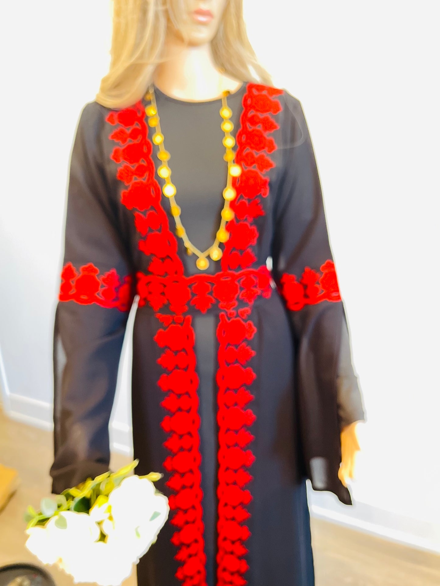 Red & Black Palestinian Bisht