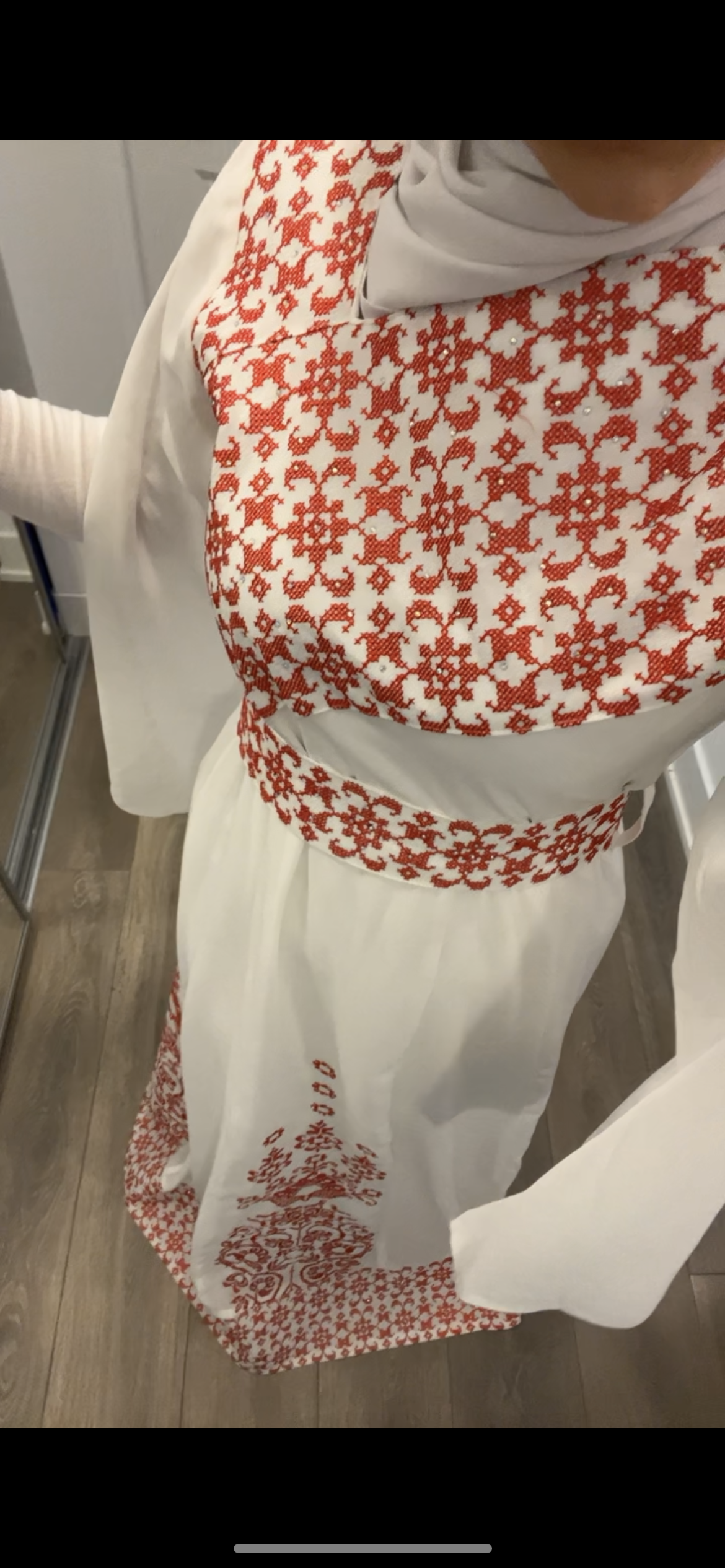 White Essence with Red Stitch: Modern Thobe
