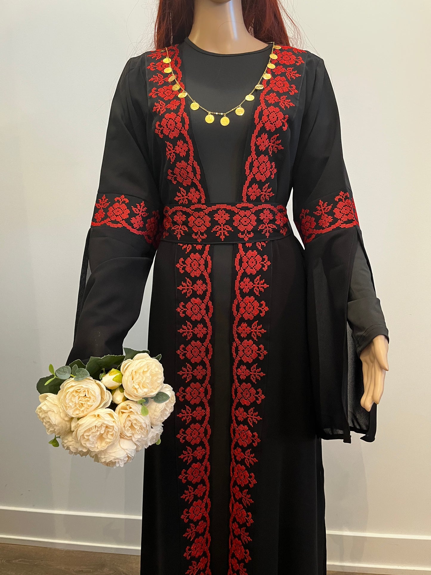 Red & Black Palestinian Bisht