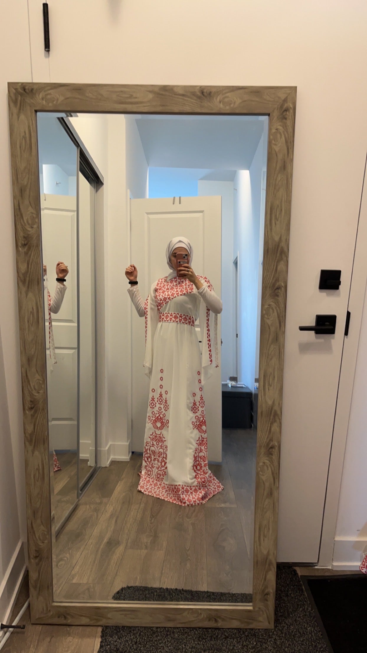 White Essence with Red Stitch: Modern Thobe