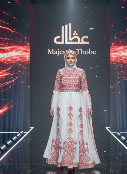 Bridal White & Red Full Top Embroidery With Extra long Sleeves (Zipper Back)