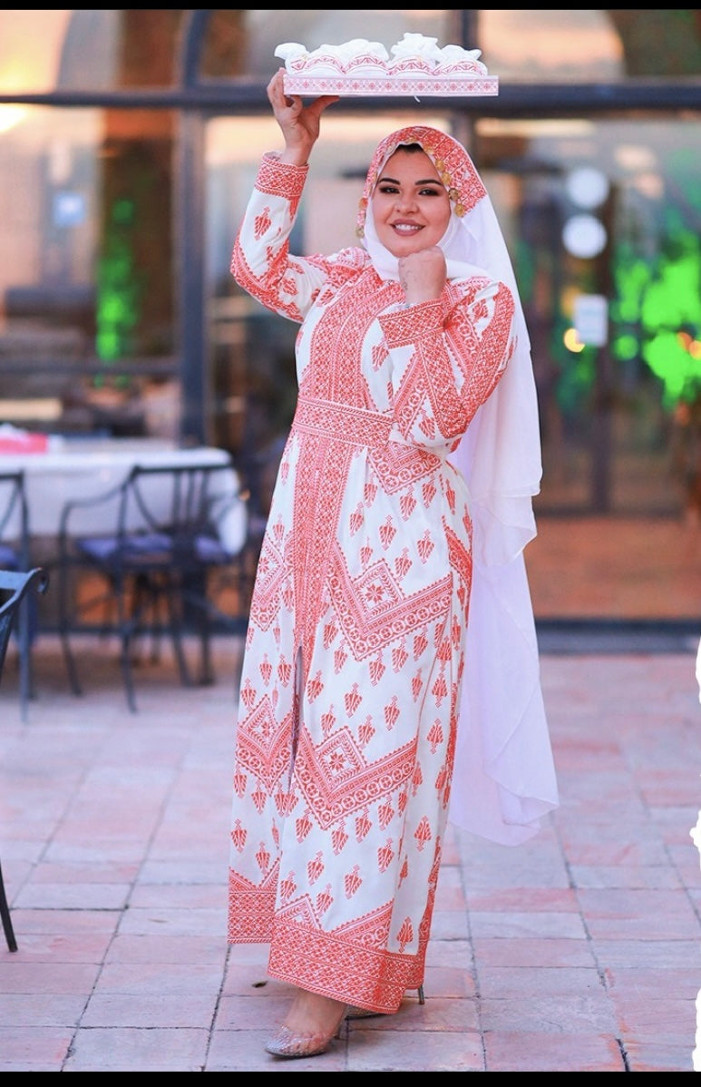 White Henna Full Embroidery Front & Back