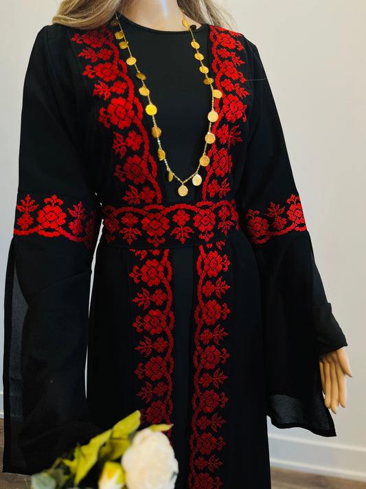 Red & Black Palestinian Bisht