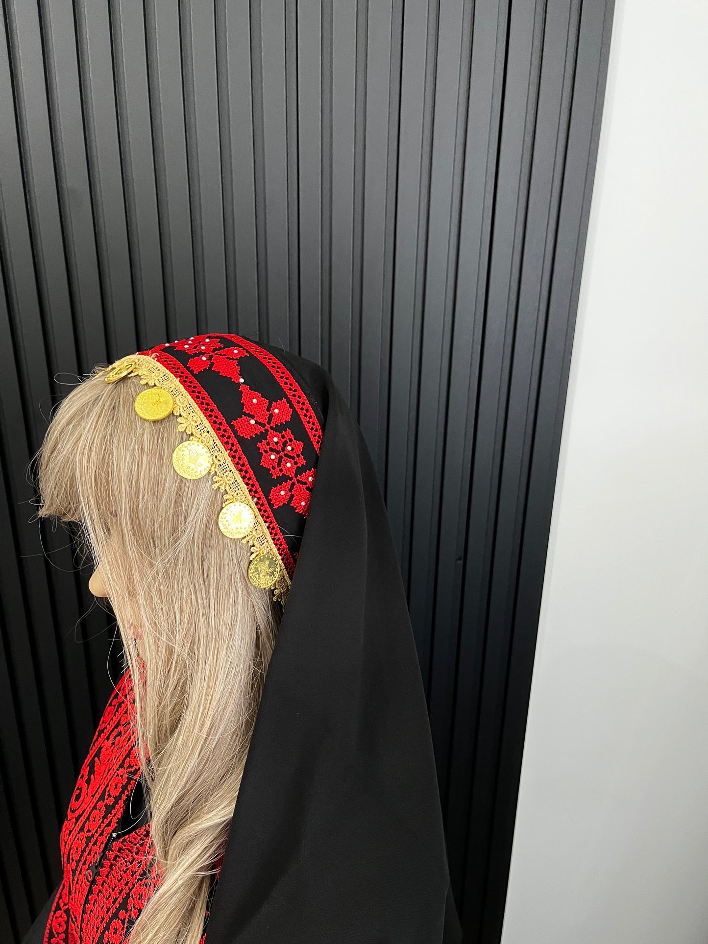 Bridal Embroidered head band with coins Veil (3 colours)