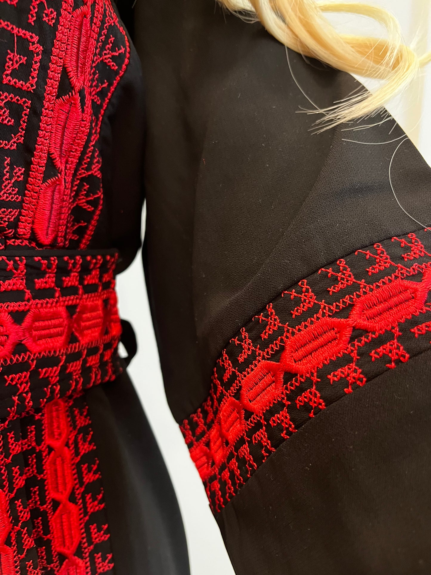 Salma Thobe Red & Black Traditional Thobe dress (Embroidered Tatreez Palestinian Jordanian Thobe)