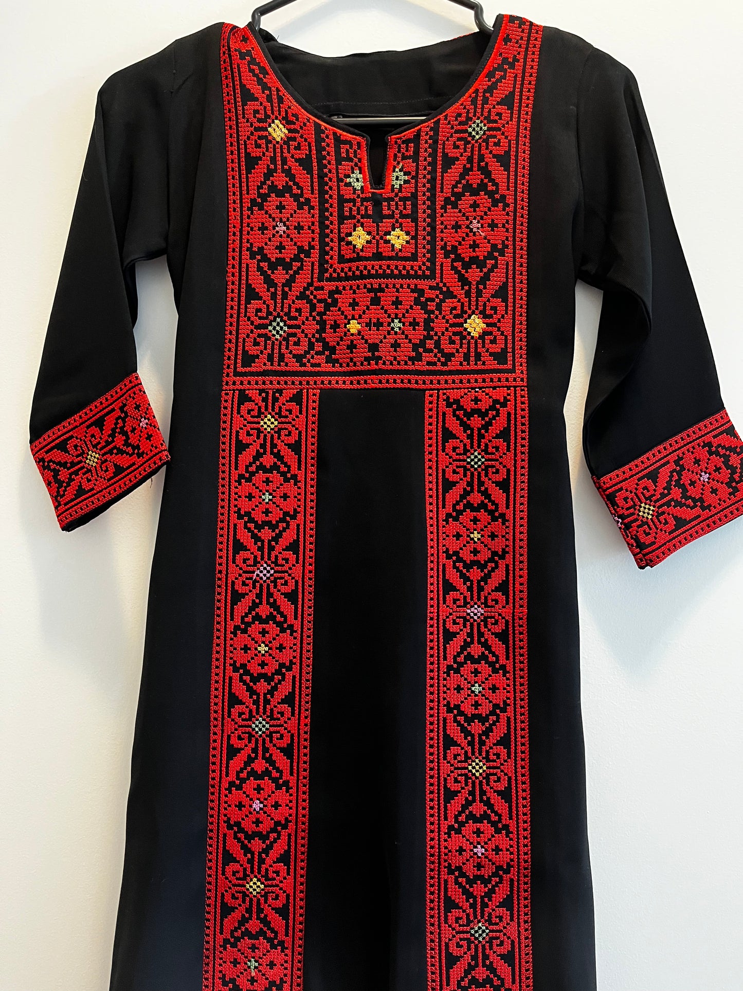 Kids Long Sleeve Full Embroidered Palestinian Thobe