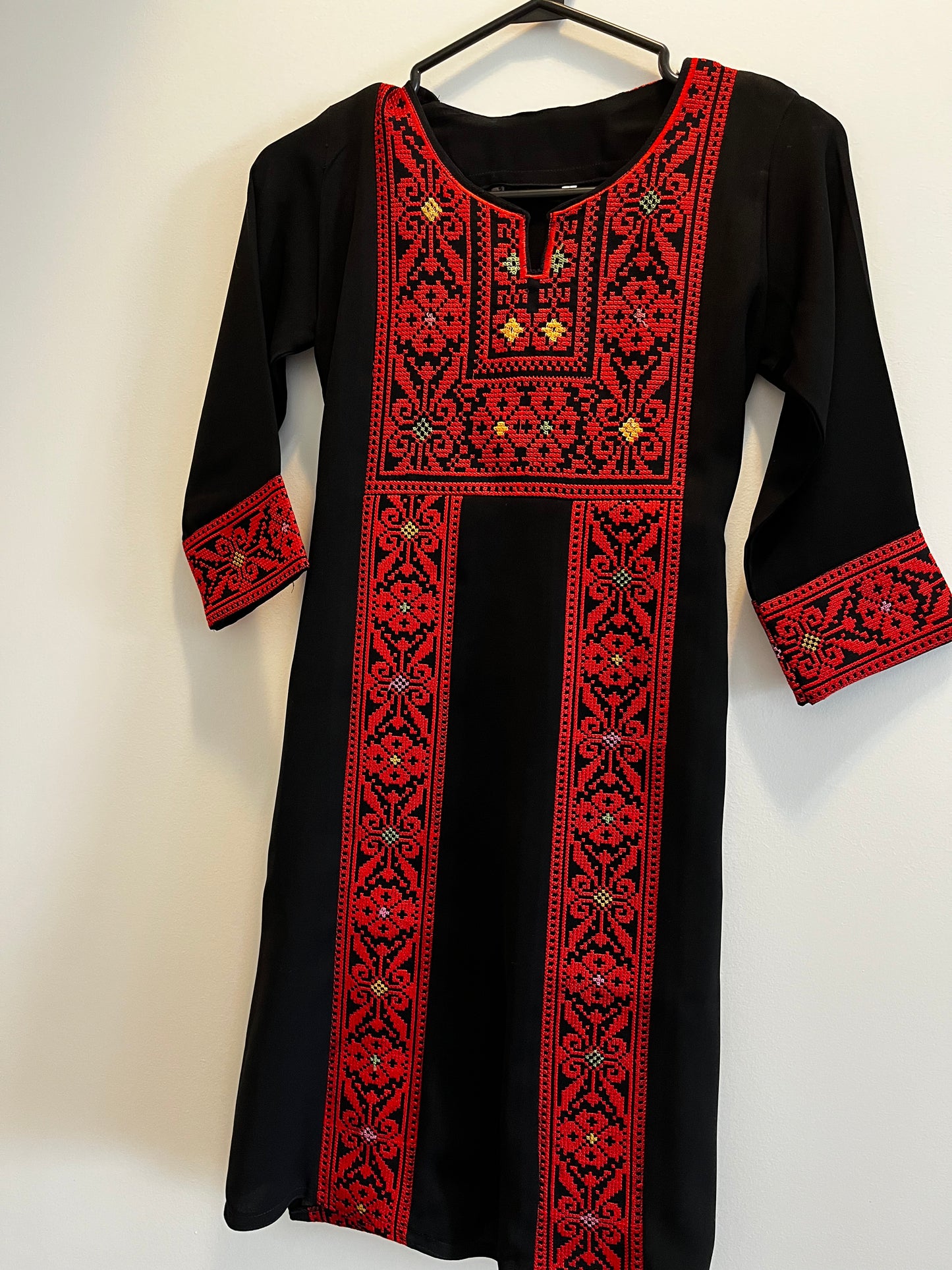 Kids Long Sleeve Full Embroidered Palestinian Thobe