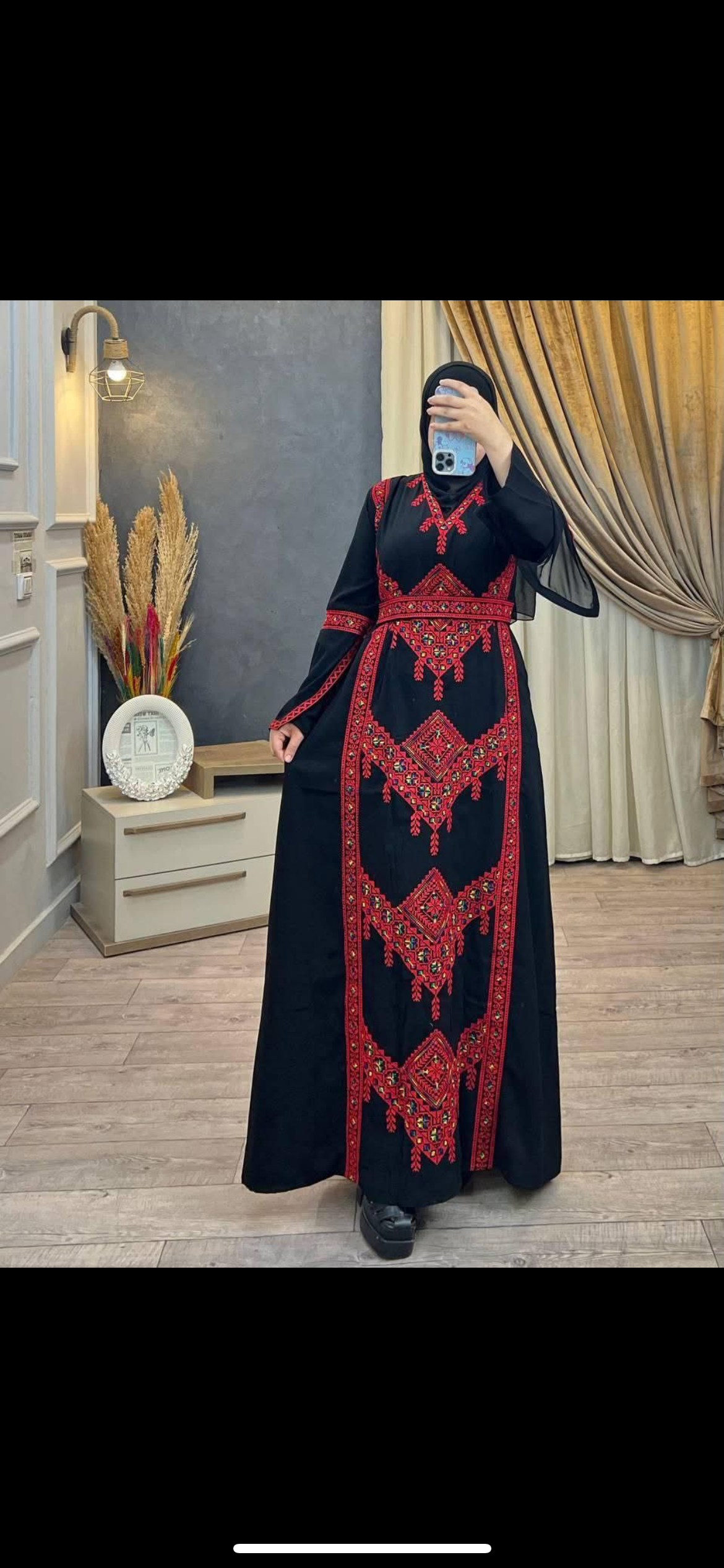 Mimi Red & Black Multicoloured Traditional Thobe Dress (Embroidered Tatreez Palestinian Jordanian Thobe)
