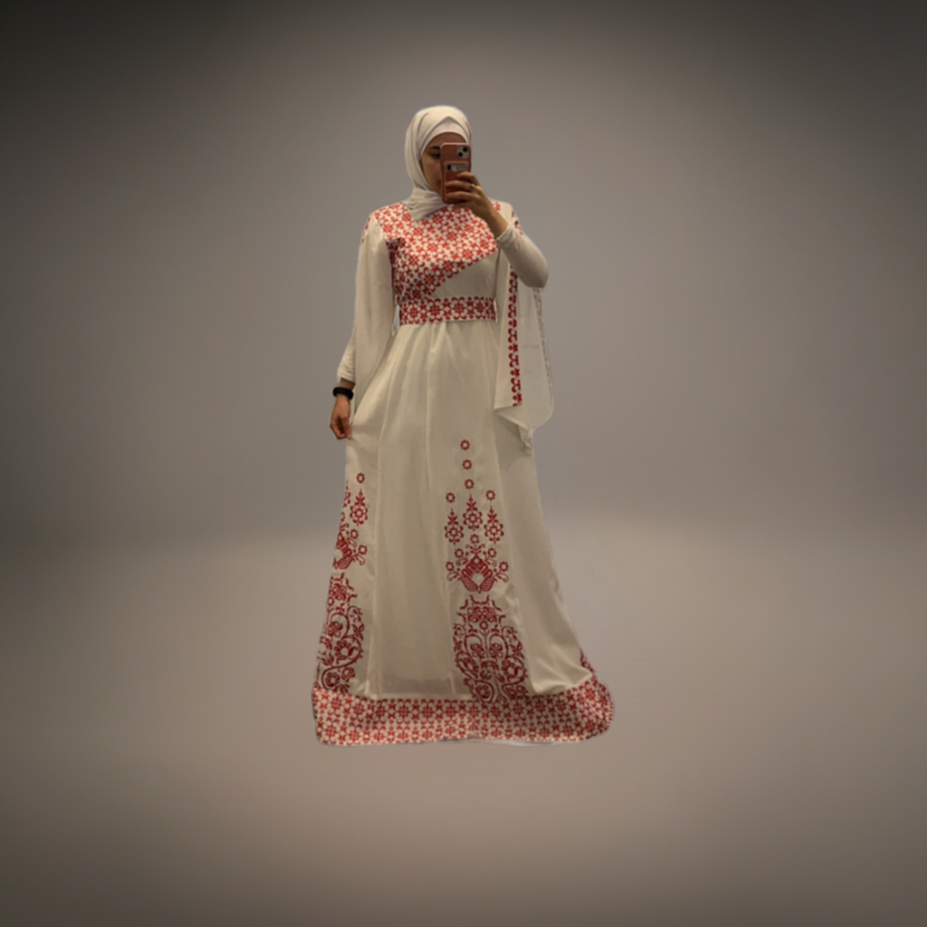 White Essence with Red Stitch: Modern Thobe