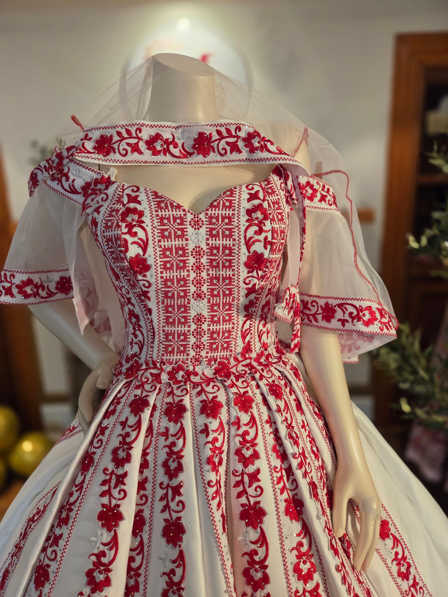 'The Haya Bridal Red & White Wedding Thobe/Gown
