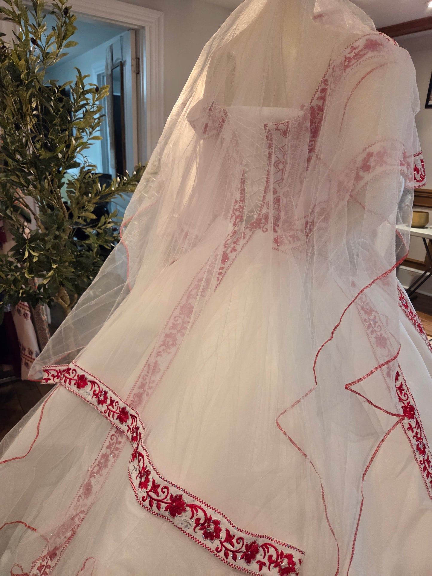 'The Haya Bridal Red & White Wedding Thobe/Gown