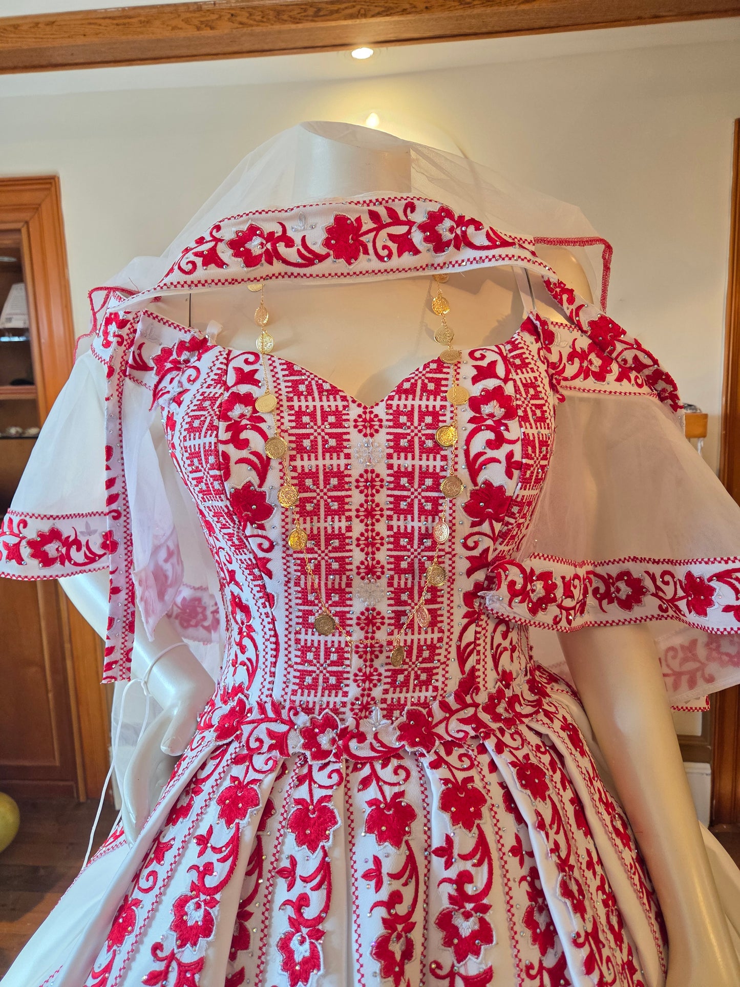 'The Haya Bridal Red & White Wedding Thobe/Gown