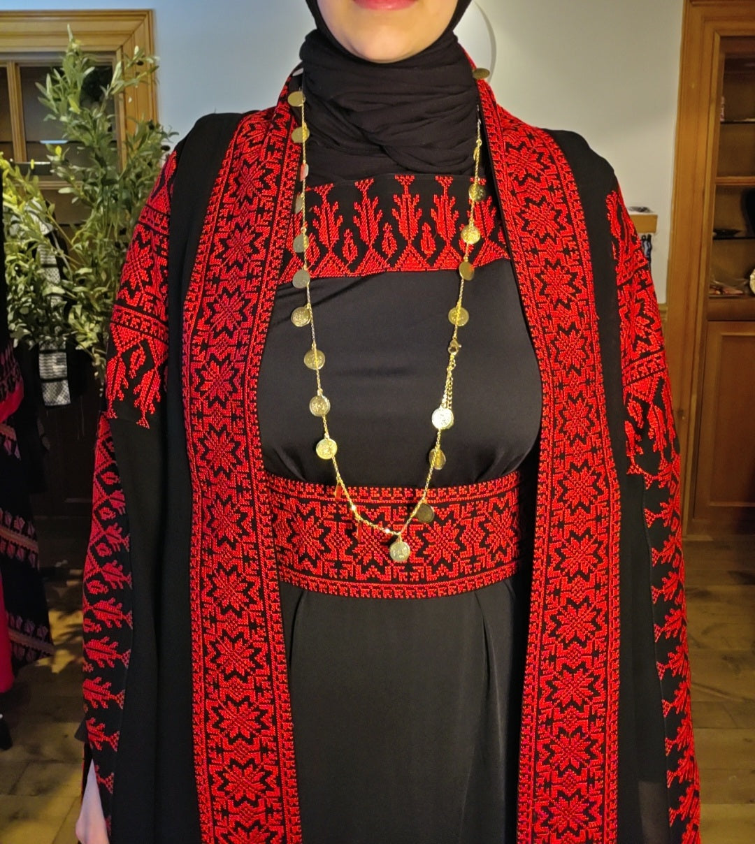 Sama Thobe Modern Palestinian Thobe With Bisht/Abaya - 3 pieces