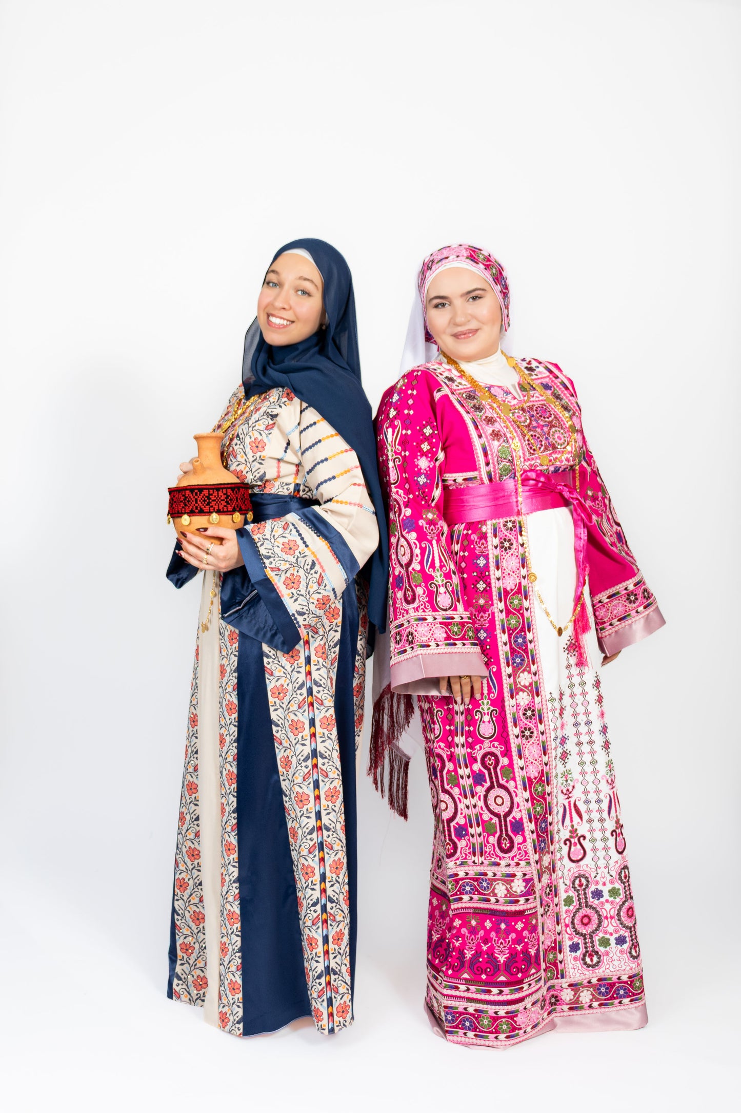 The Amal Thobe - Blue & Beige Diamond Traditional Full Tatreez Back and Front Thobe