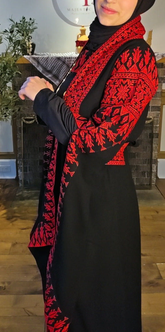 Sama Thobe Modern Palestinian Thobe With Bisht/Abaya - 3 pieces