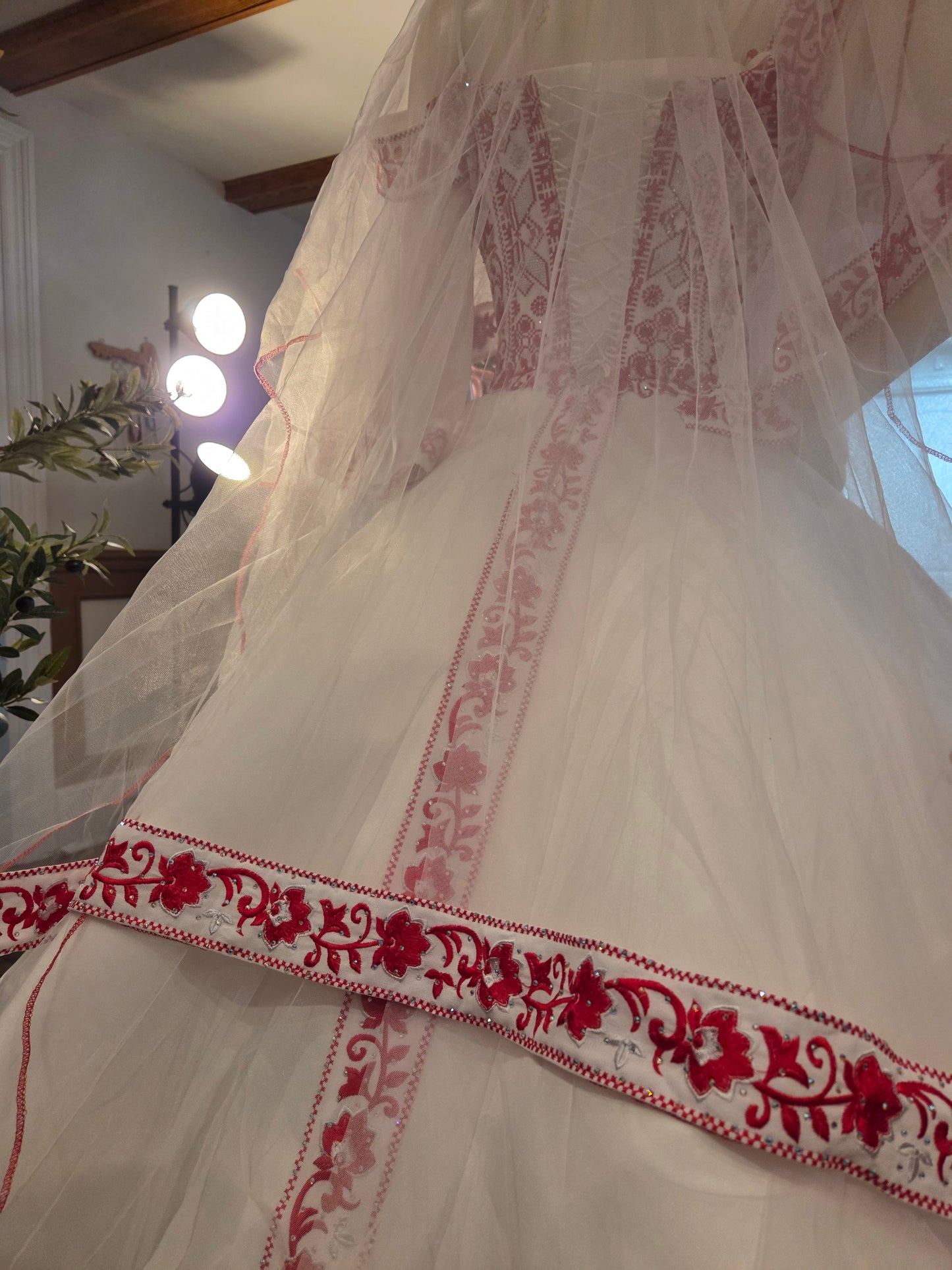 'The Haya Bridal Red & White Wedding Thobe/Gown