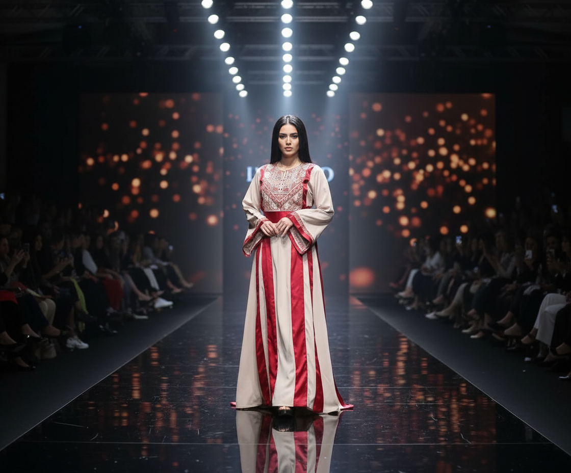 Dalal Thobe Traditional Long Sleeve Embroidered With Satin Palestinian Thobe/Dress