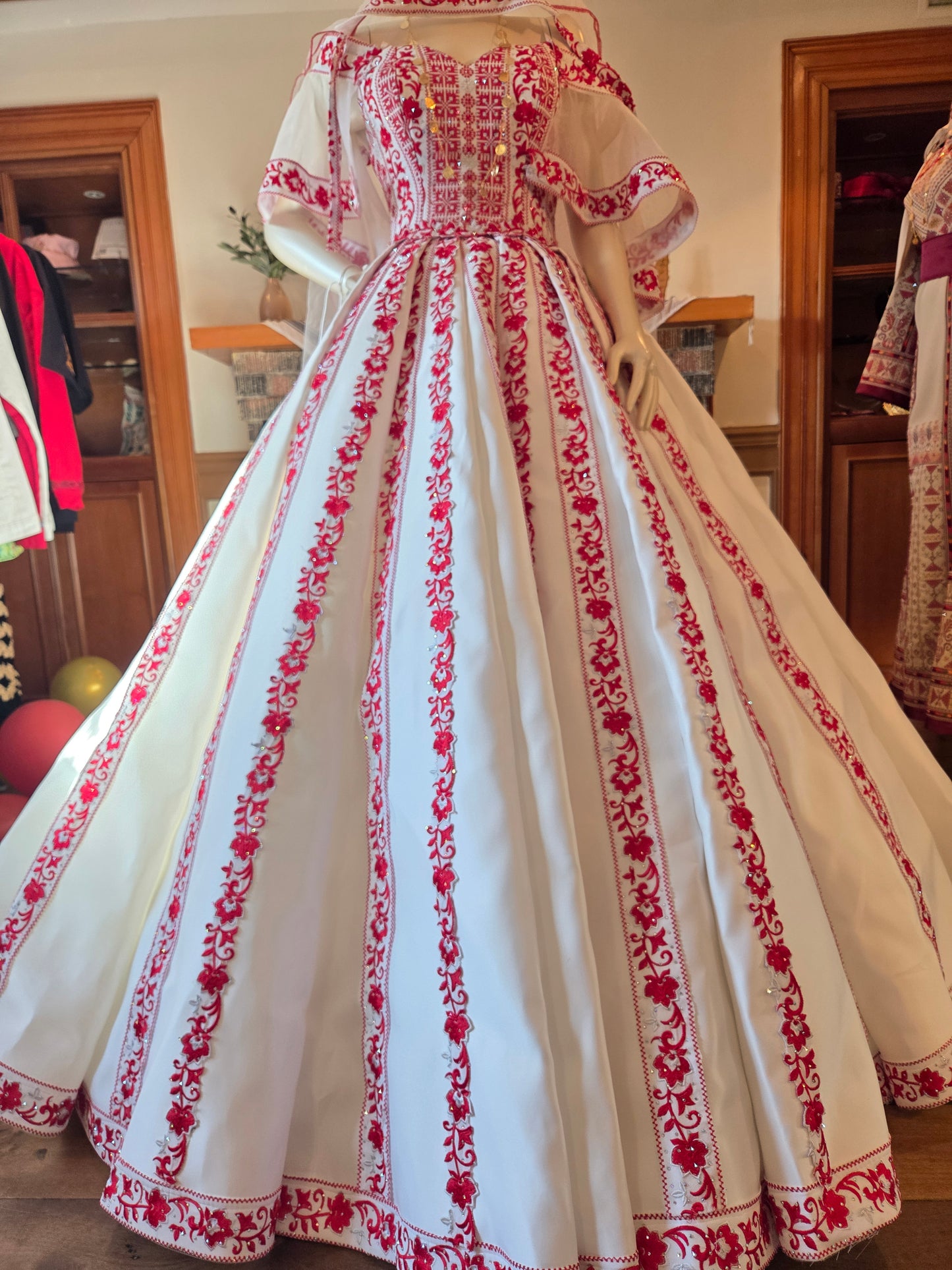 'The Haya Bridal Red & White Wedding Thobe/Gown