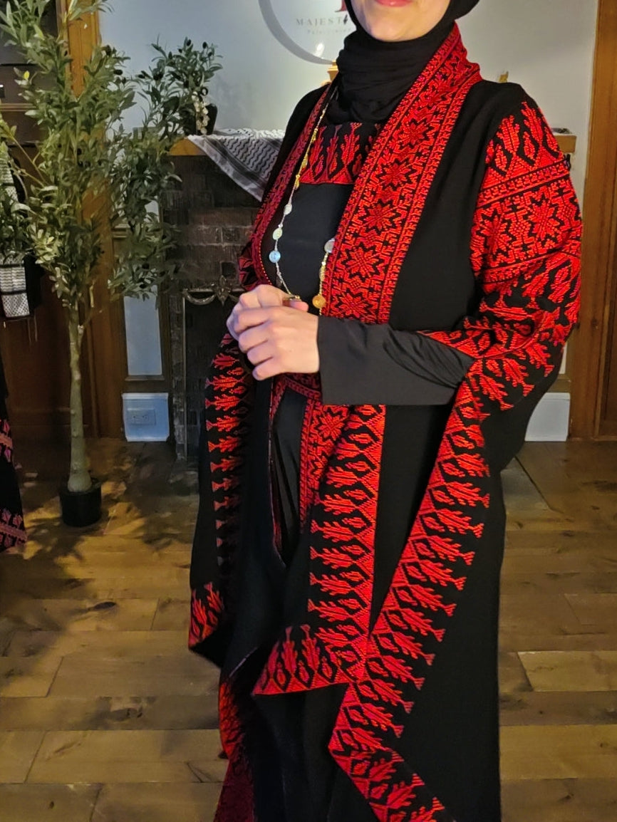 Sama Thobe Modern Palestinian Thobe With Bisht/Abaya - 3 pieces