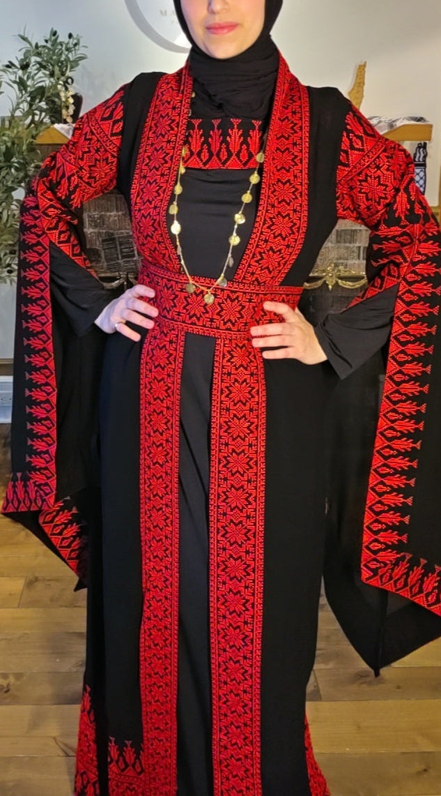 Sama Thobe Modern Palestinian Thobe With Bisht/Abaya - 3 pieces