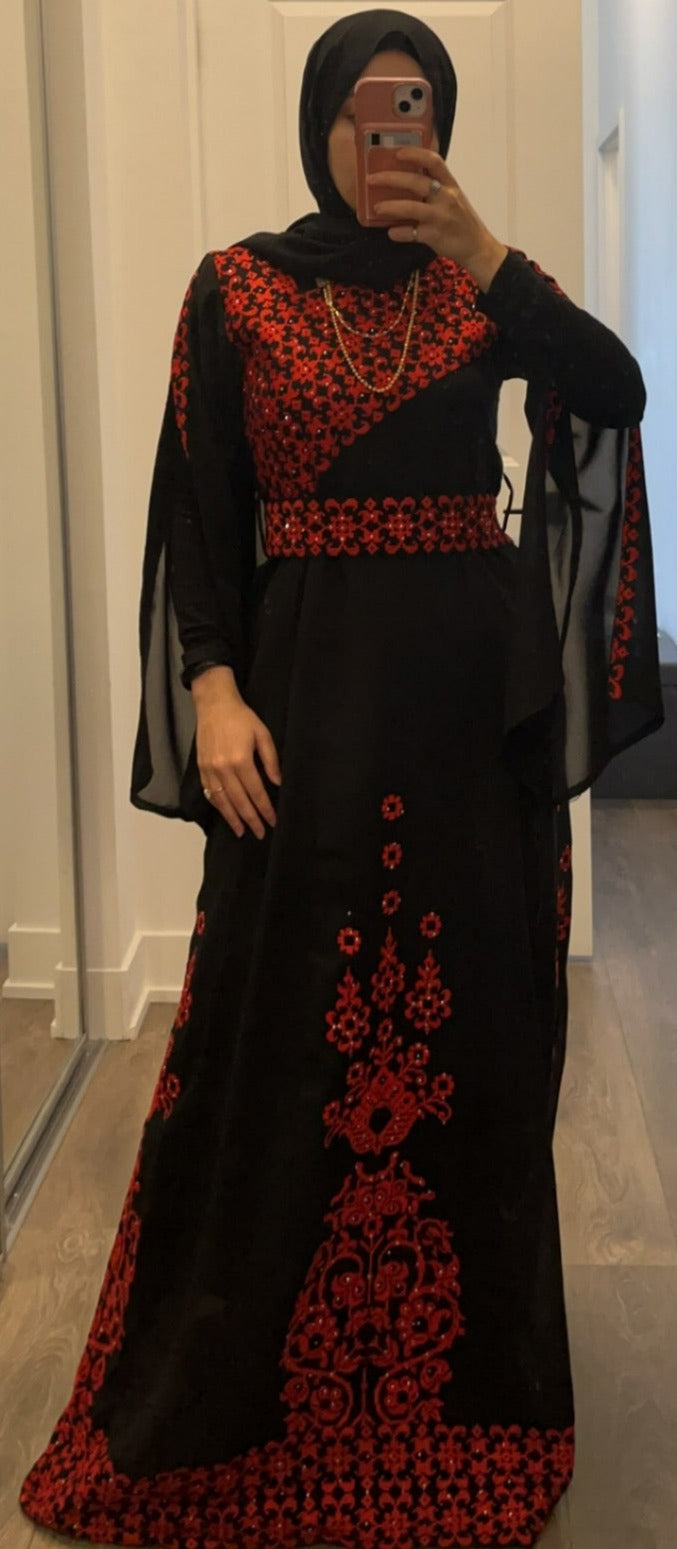 Black Essence with Red Stitch: Modern Thobe