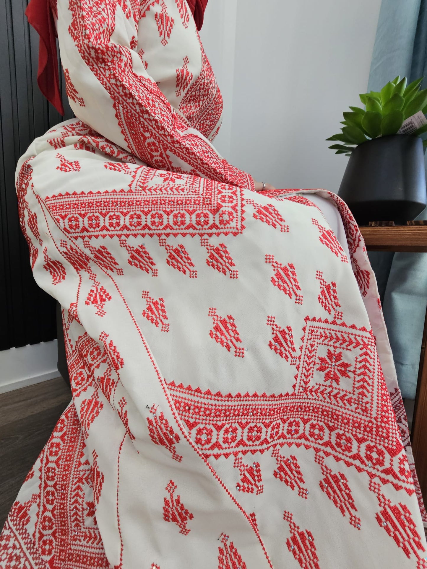 White Henna Full Embroidery Front & Back