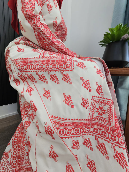 White Henna Full Embroidery Front & Back