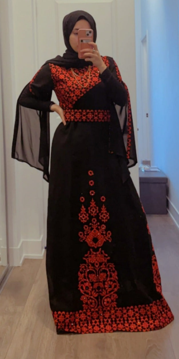 Black Essence with Red Stitch: Modern Thobe