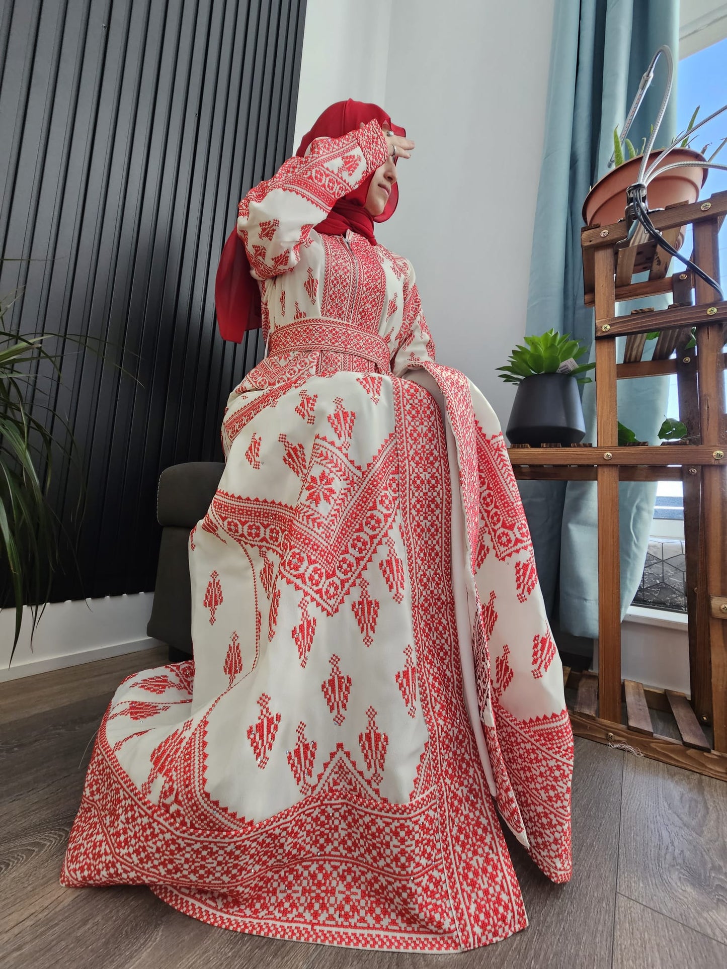 White Henna Full Embroidery Front & Back